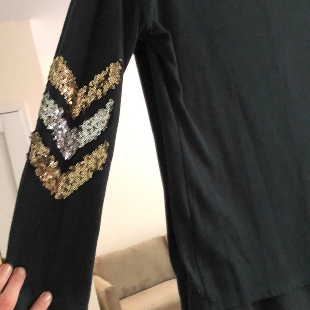 Dark gray Long Sleeve with Accent Sequins